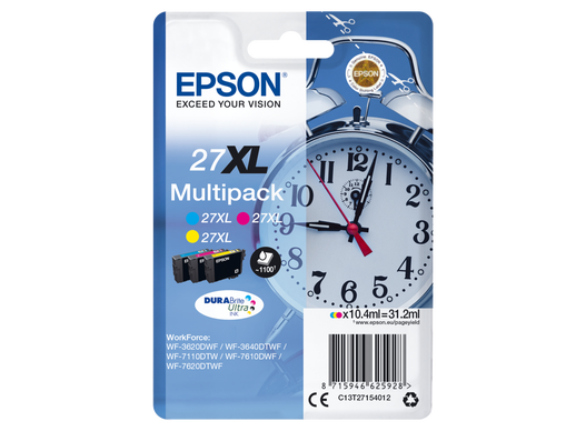 Genuine Epson 27XL Cyan/Magenta/Yellow Multipack