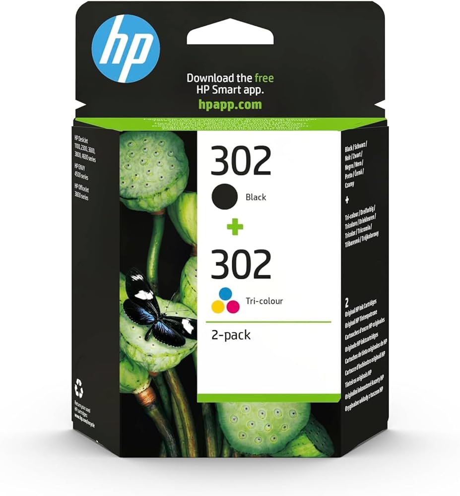 Genuine HP 302 Black and Tri-Colour Twin Pack Ink Cartridges X4D37AE