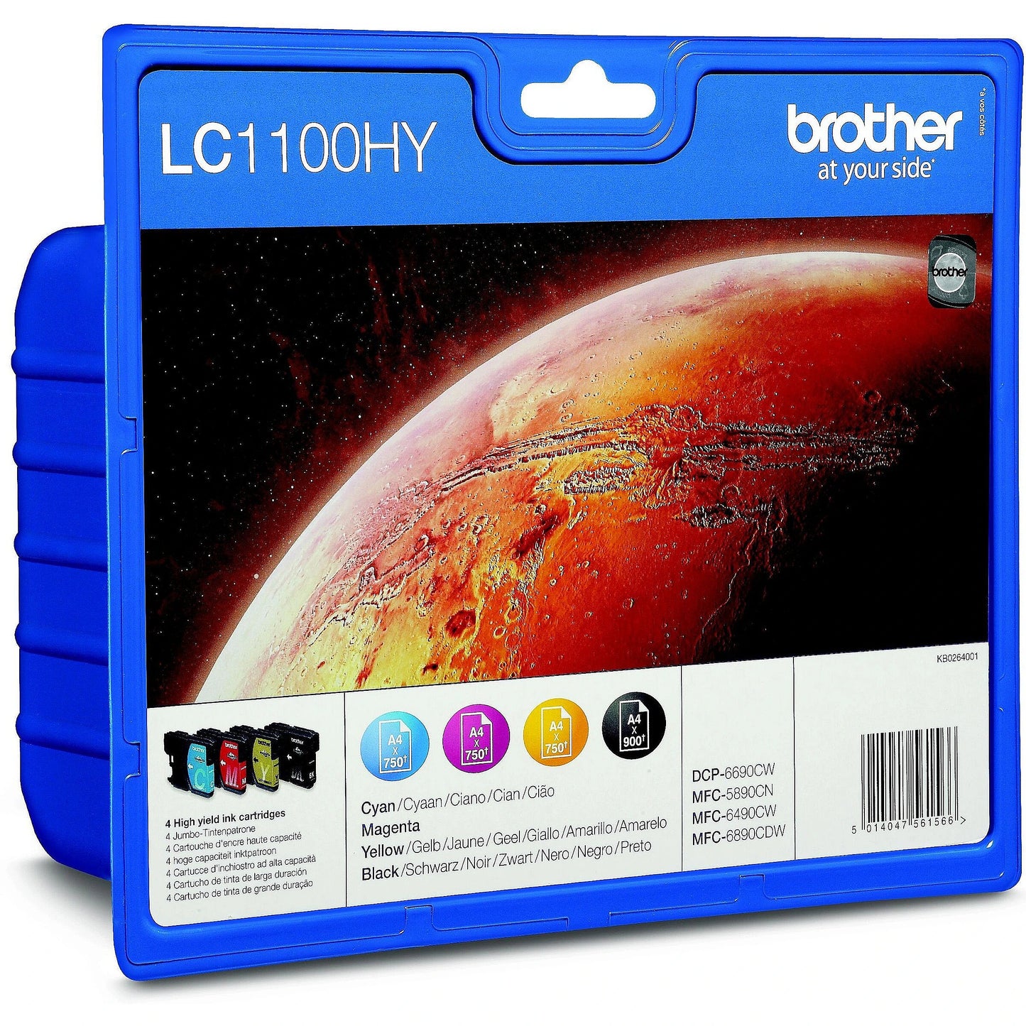 Genuine Brother LC1100HY Black/Cyan/Magenta/Yellow Ink Cartridge Value Pack LC1100HYVALBP