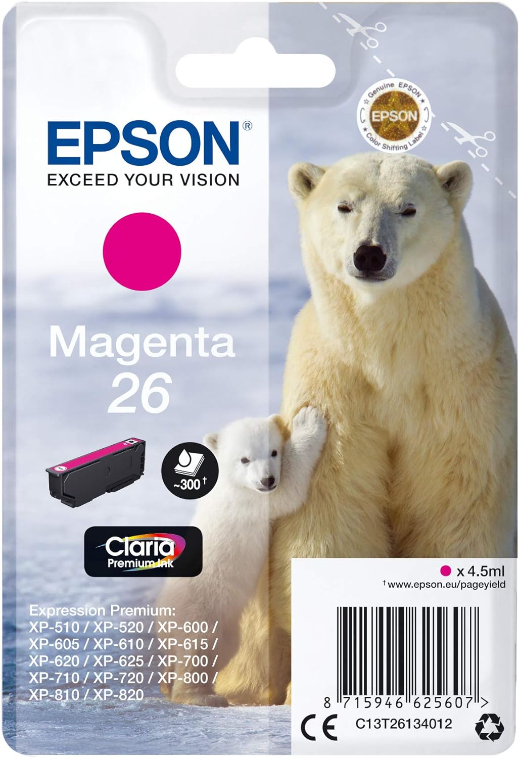 Genuine Epson 26 Magenta Ink Cartridge