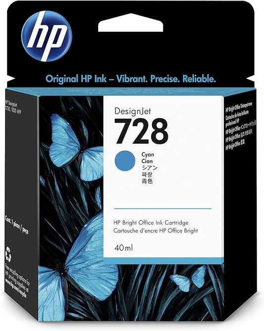 Genuine HP 728 Cyan Ink Cartridge 40ml F9J63A