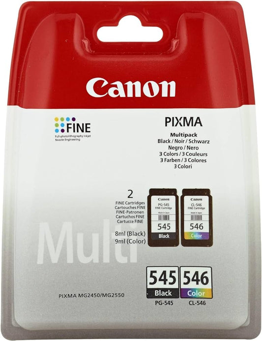 Genuine Canon PG-545 Black CL-546 Colour Twin Pack Ink Cartridges