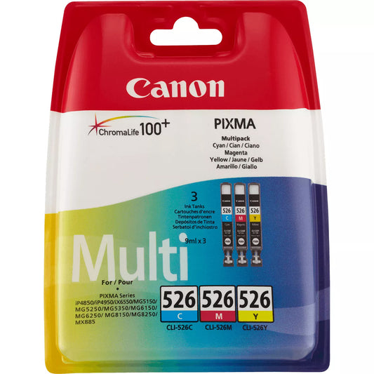 Genuine Canon CLI-526 Cyan/Magenta/Yellow Ink Cartridge Multipack 4541B006