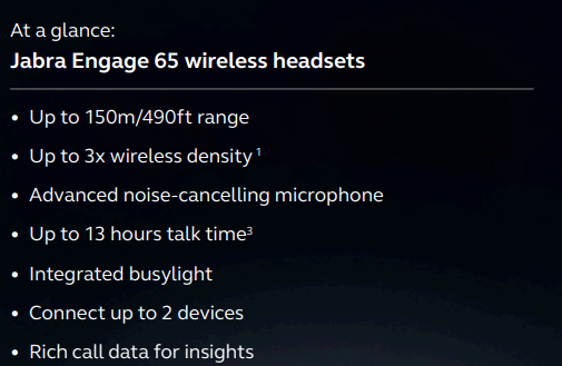 Jabra Engage 65 Mono Wireless Headset