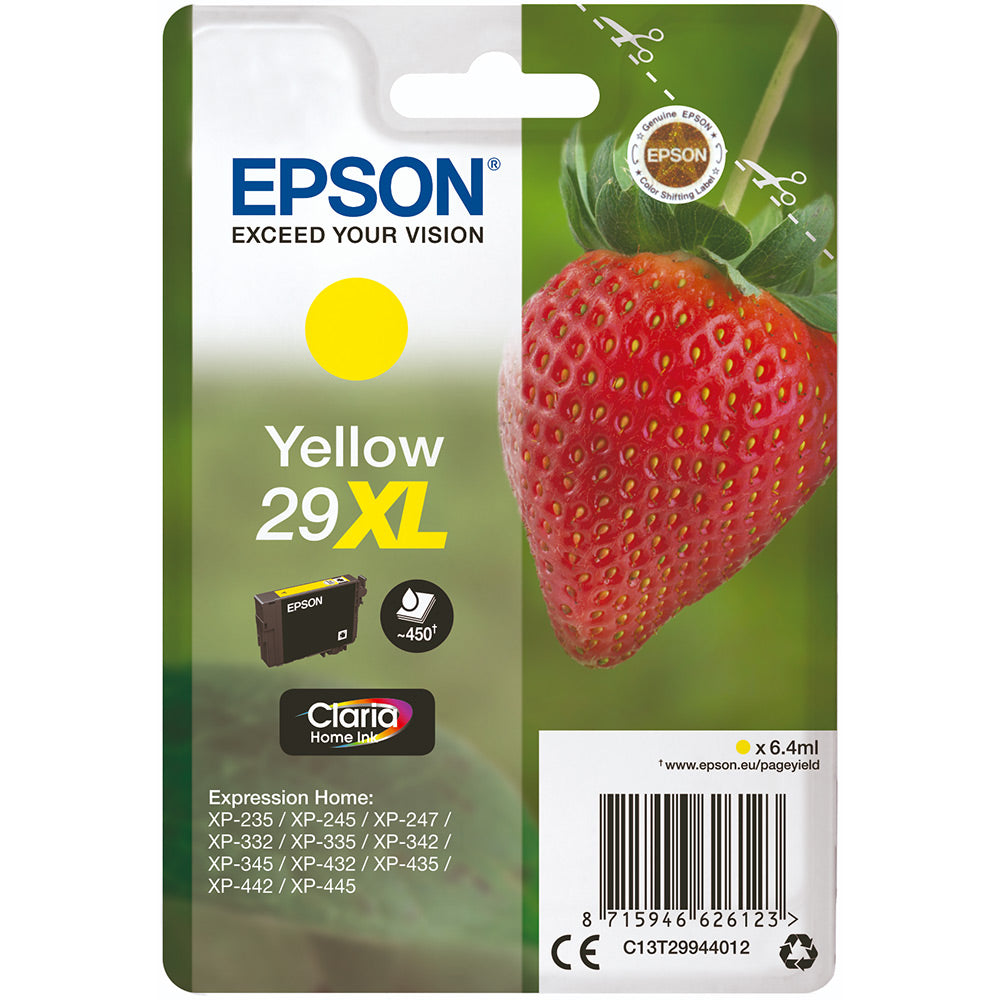 Genuine Epson 29XL Yellow Ink Cartridge