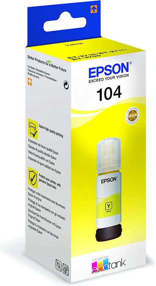 Genuine Epson 104 Yellow Ink Bottle