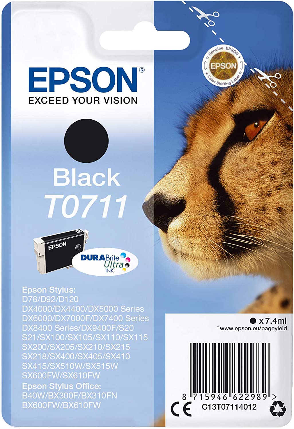 Genuine Epson T0711 Black Ink Cartridge