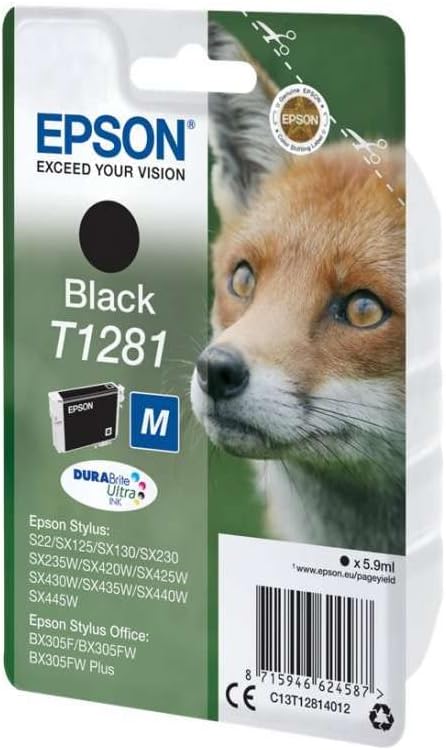 Genuine Epson T1281 Black Ink Cartridge C13T12814012