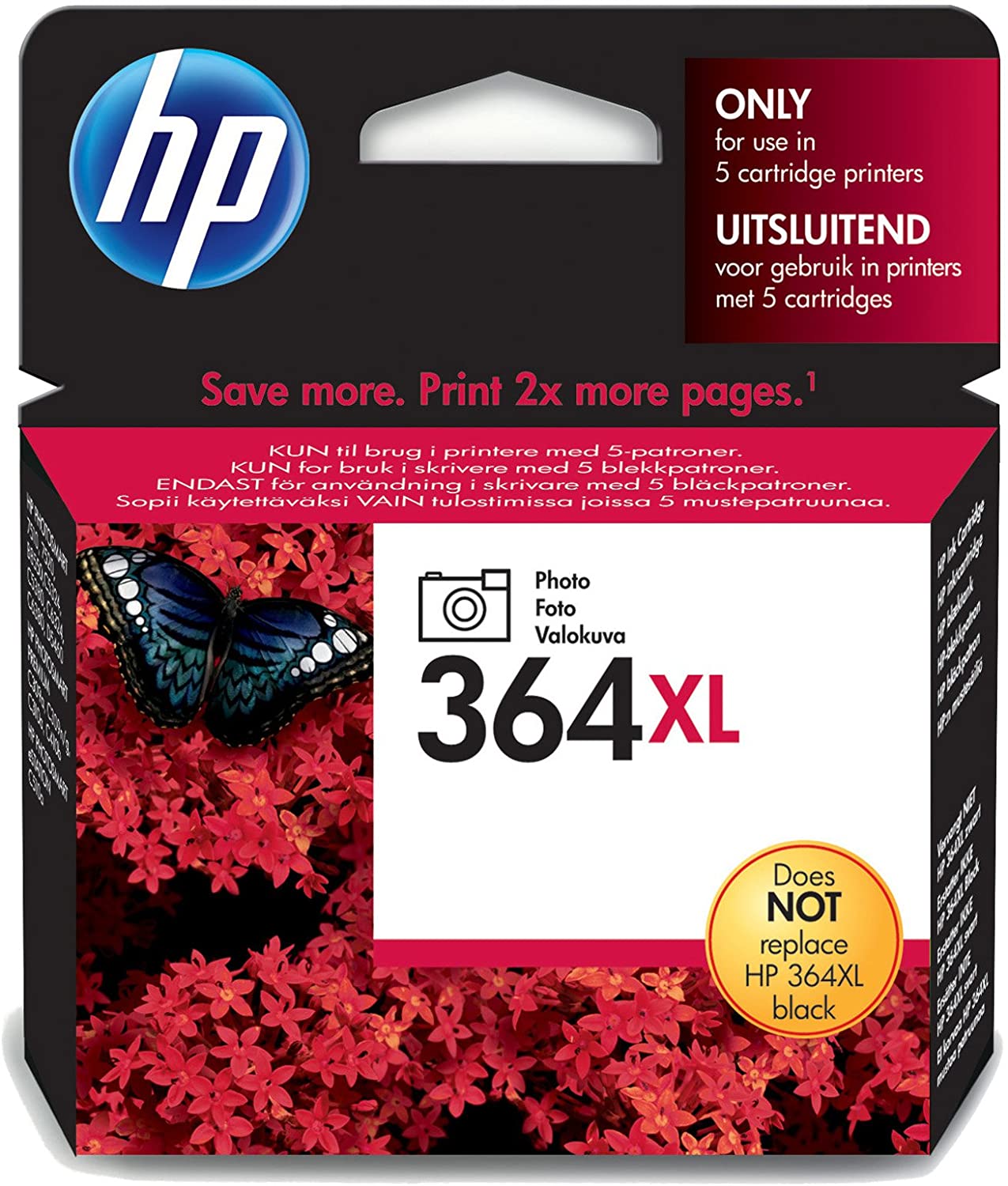 Genuine HP 364XL Black Cyan Magenta and Yellow + PLUS Photo Black Ink Cartridges N9J74AE