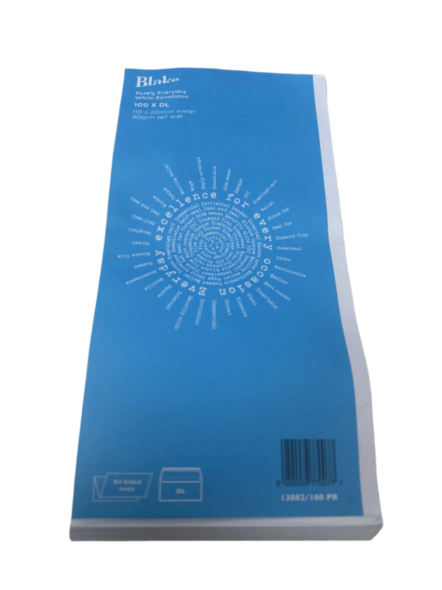 Blake White Self Seal Envelopes - 90gsm 110 X 220mm DL Self Seal - Pack of 100