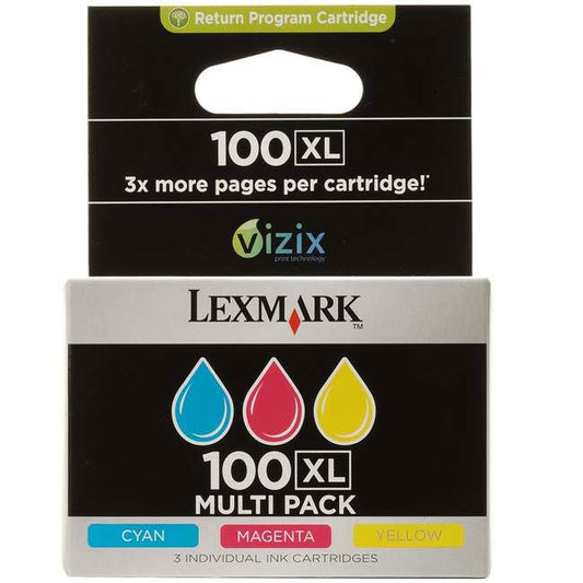 Genuine Lexmark 100XL Cyan/Magenta/Yellow Multipack