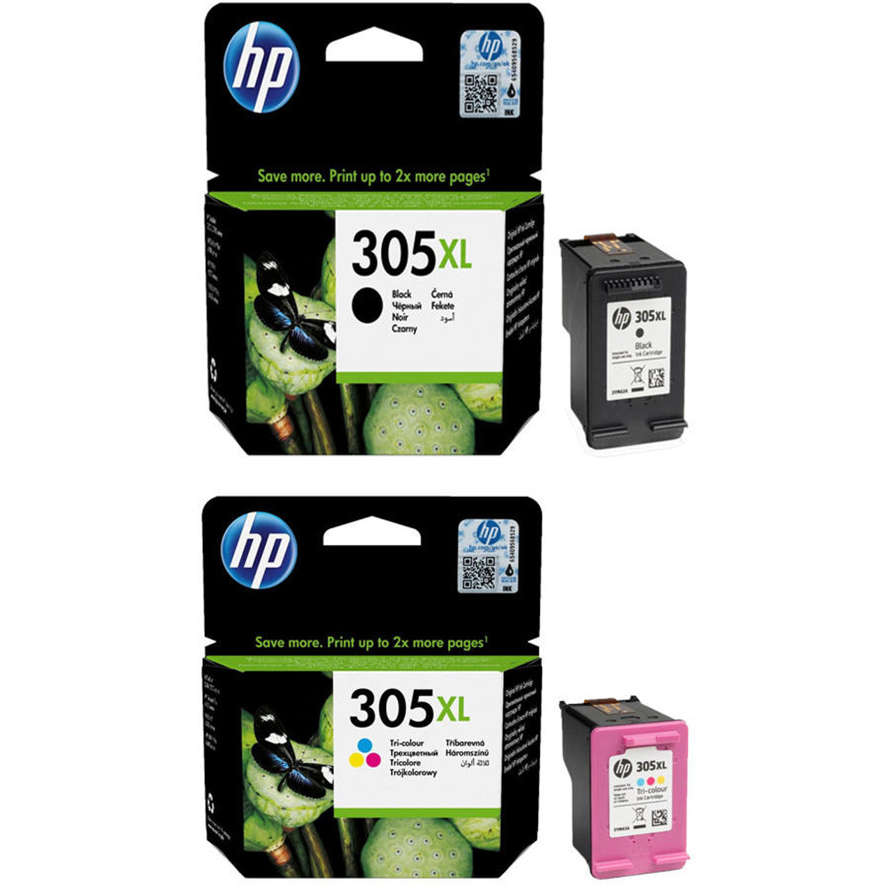 Genuine HP 305XL Black and Tri-colour Twin Pack Ink Cartridges