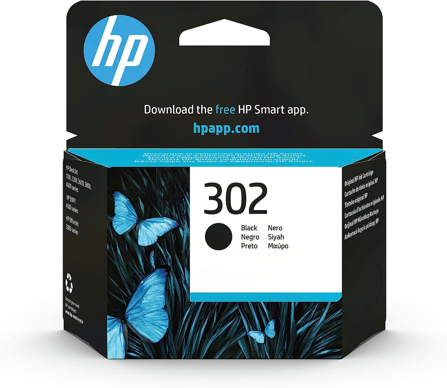 Genuine HP 302 Black Ink Cartridge F6U66AE