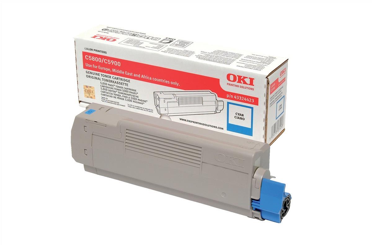 Genuine Oki 43324423 (C5800 C5900 C5550) Cyan Toner Cartridge (VAT included)