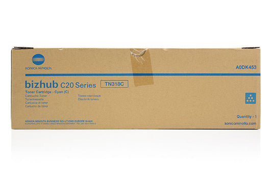 Genuine Konica Minolta TN318C (A0DK453) Cyan Toner Cartridge (VAT included)