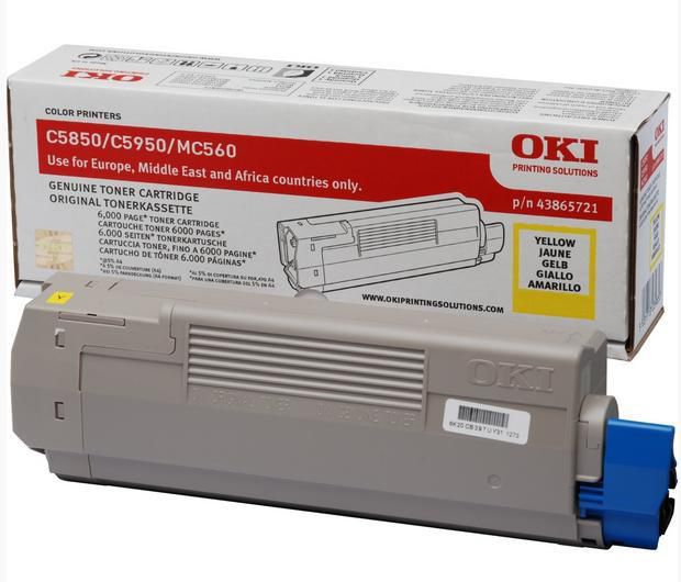 Genuine Oki 43865721 (C5850/C5950/MC560 ) Yellow Toner Cartridge (VAT included)