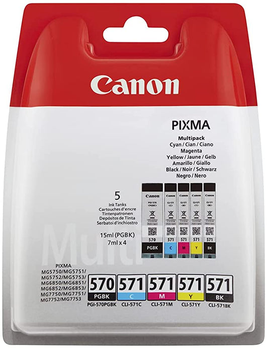 Genuine Canon  PGI-570PGBK Black CLI-571 Cyan/Magenta/Yellow/Black Ink Cartridge