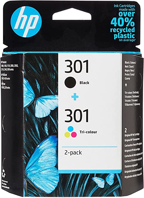 Genuine HP 301 Black and Tri-Colour Twin Pack Ink Cartridges N9J72AE