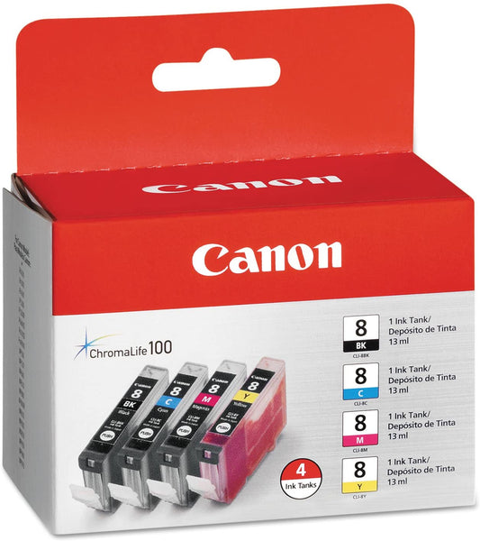 Genuine Canon CLI-8 Black/Cyan/Magenta/Yellow Ink Cartridge Multipack 0620B010