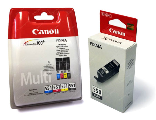 Genuine Canon PGI-550PGBK Black CLI-551 Cyan/Magenta/Yellow/Black Ink Cartridge