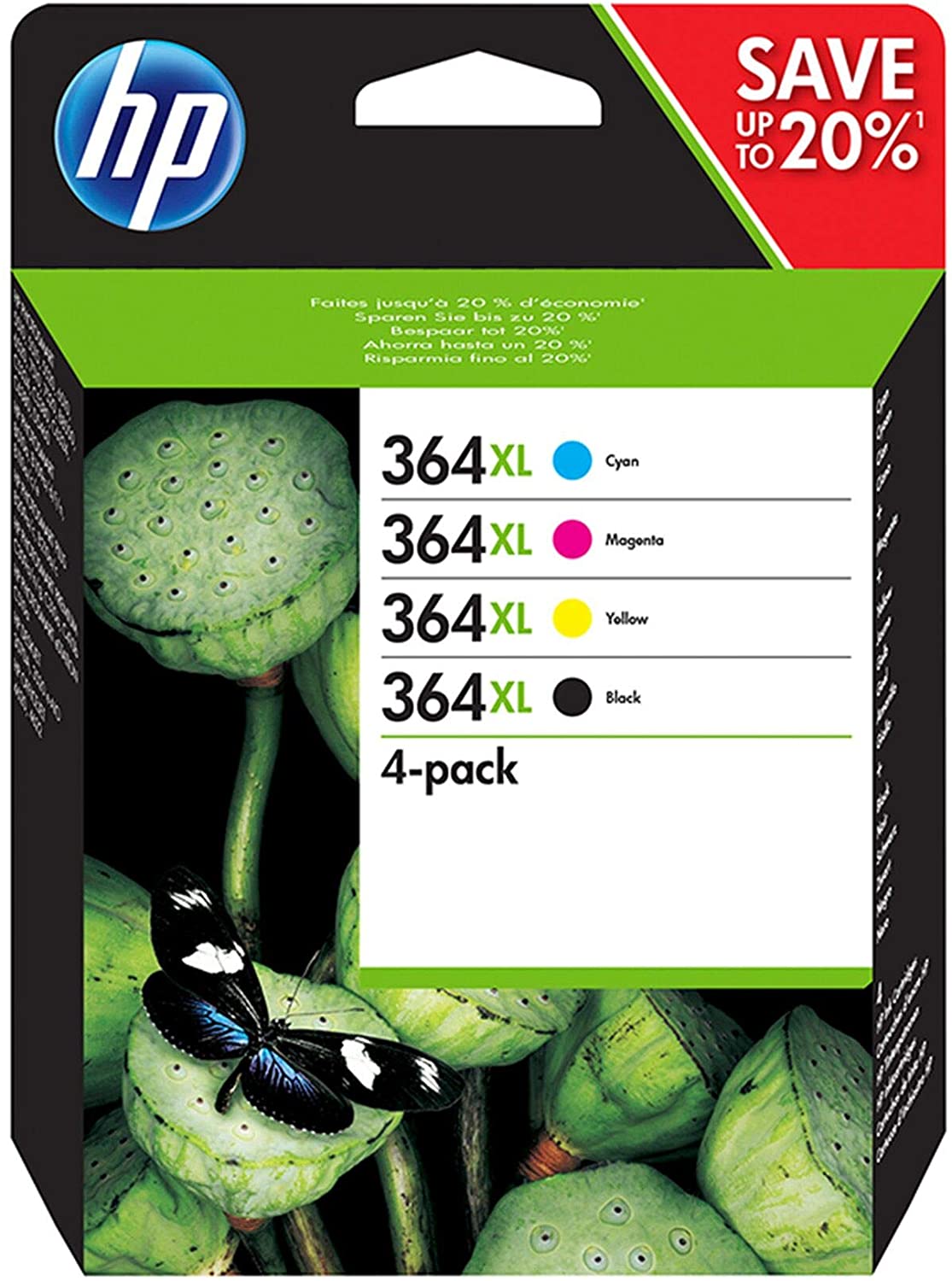 Genuine HP 364XL Black Cyan Magenta and Yellow + PLUS Photo Black Ink Cartridges N9J74AE