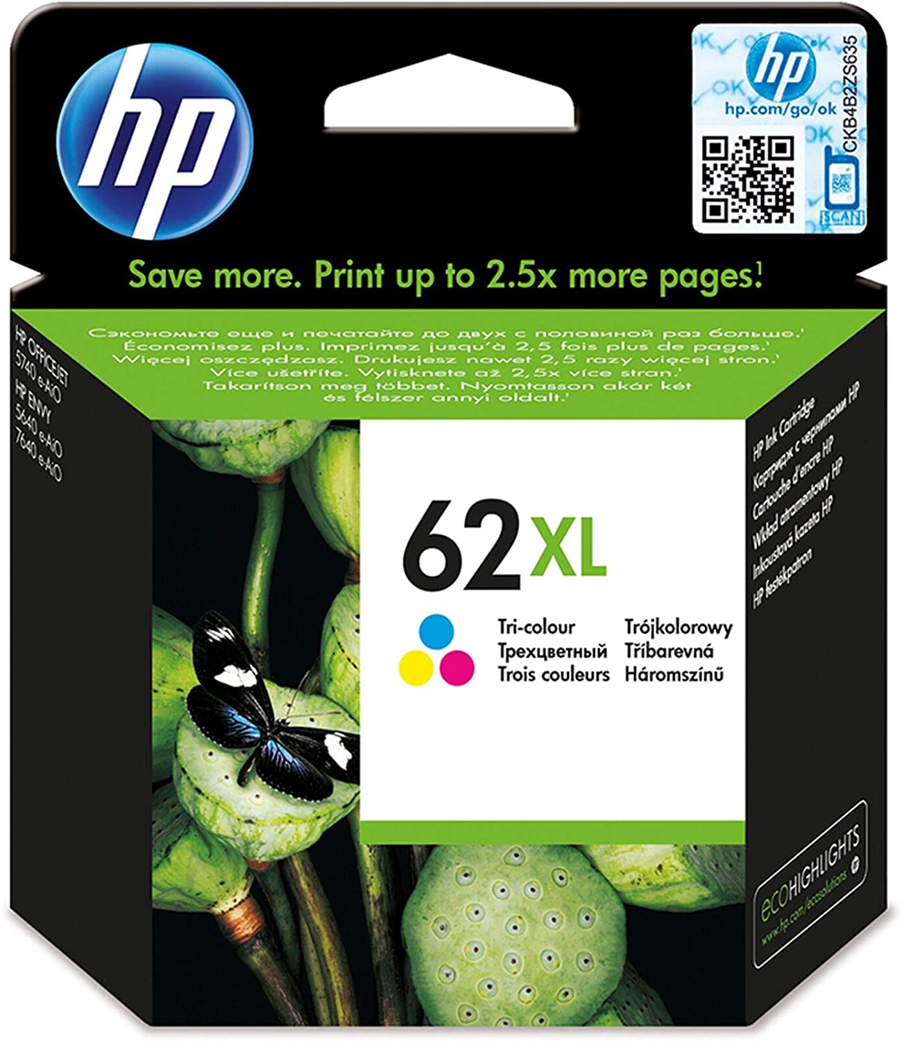 Genuine HP 62XL Tri-Colour Ink Cartridge C2P07AE