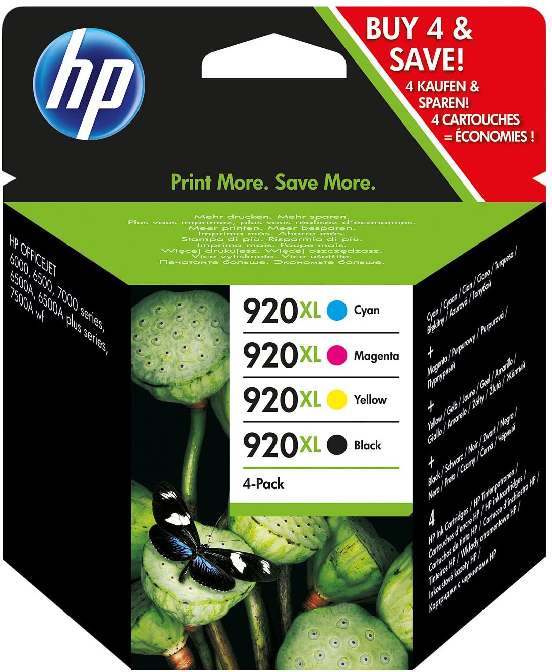 Genuine HP 920XL Black/Cyan/Magenta/Yellow Ink Cartridge Multipack C2N92AE