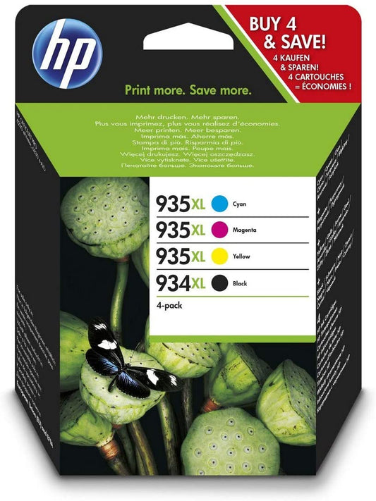 Genuine HP 934XL 935XL Black Cyan Magenta + Yellow Ink Cartridge Multipack X4E14AE