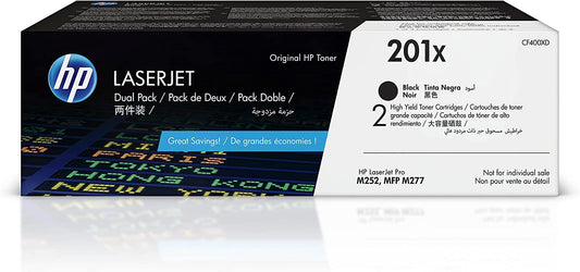 Genuine HP CF400XD (201X) Black High Capacity Printer Toner Cartridge Dual Pack