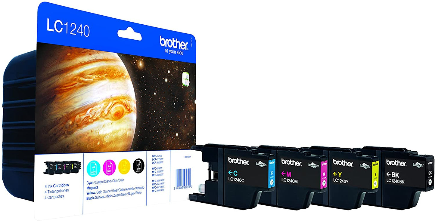 Genuine Brother LC1240 Value Pack Black/Cyan/Magenta/Yellow Ink Cartridge