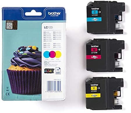 Genuine Brother LC123 High Yield Value Pack Cyan/Magenta/Yellow Ink Cartridge LC123RBWBP