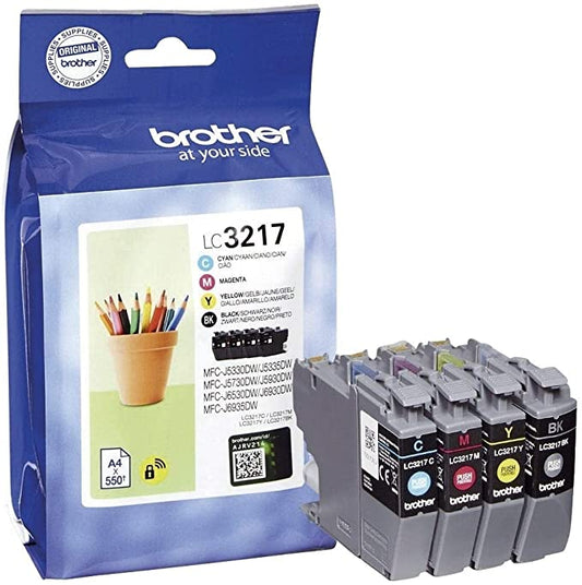 Genuine Brother LC3217 VALBP Black Cyan Magenta and Yellow Ink Cartridge Value Pack