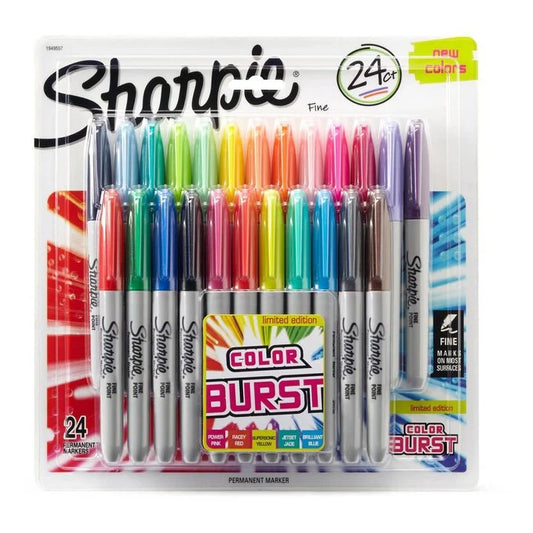 Sharpie Colour Burst Fine Point Permanent Markers 24 Pack